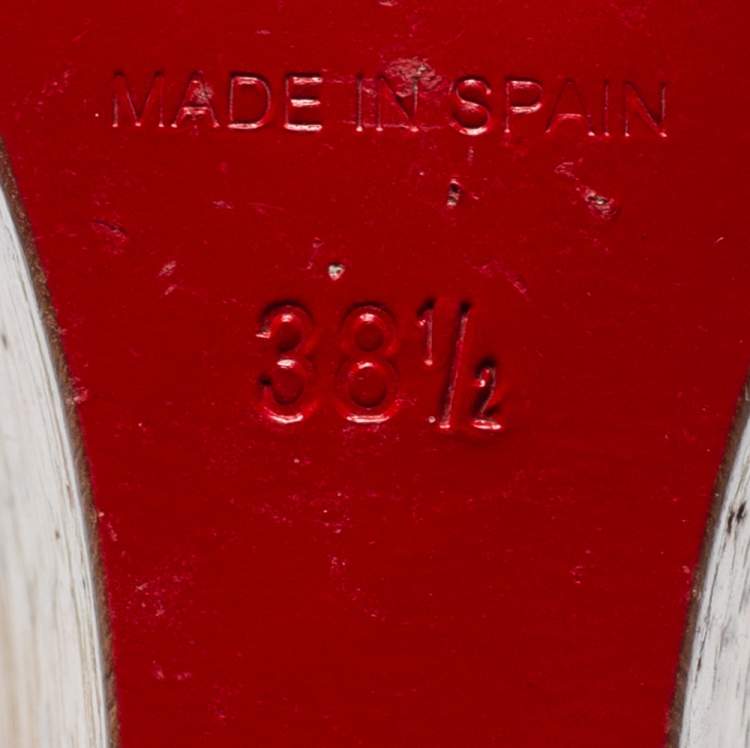 Pre Owned Christian Louboutin Multicolor Floral Print Leather Cork Wedge Pumps Size 38.5