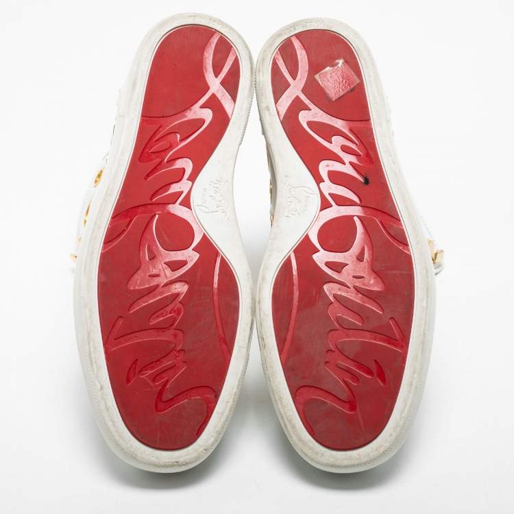 Pre Owned Christian Louboutin White Leather Alfibully High Top Sneakers Size 40