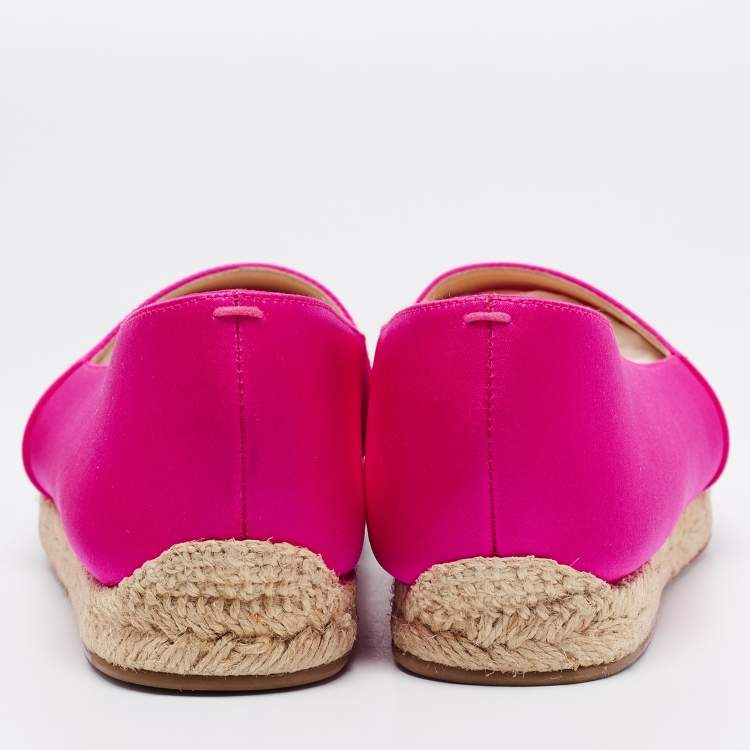 Pre Owned Christian Louboutin Pink Satin Espachica Espadrilles Flats Size 39