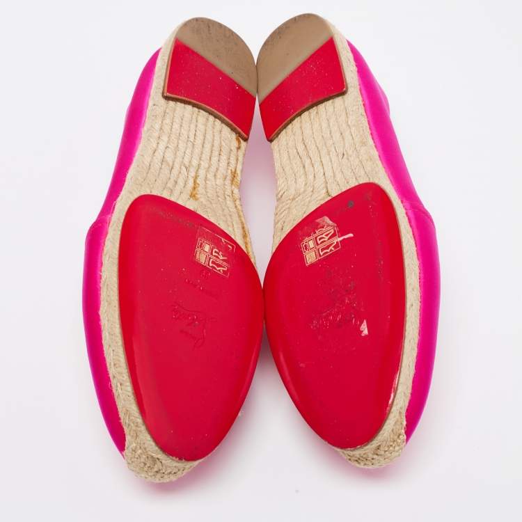 Pre Owned Christian Louboutin Pink Satin Espachica Espadrilles Flats Size 39