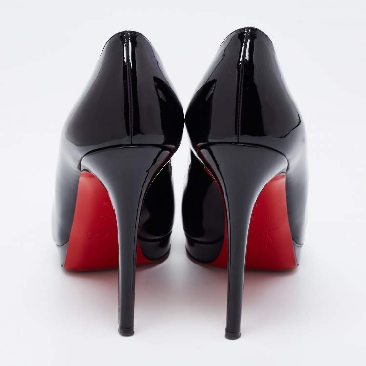 Pre Owned Christian Louboutin Black Patent Leather Bianca Pumps Size 37.5