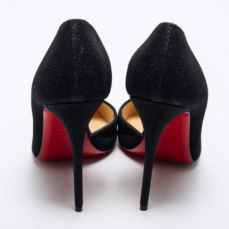 Pre Owned Christian Louboutin Black Glitter Iriza Pumps Size 40.5