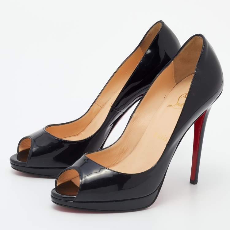 Pre Owned Christian Louboutin Black Patent Leather Yolanda Pumps Size 39