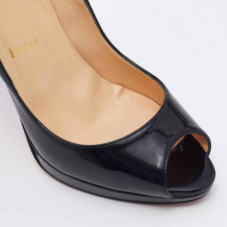 Pre Owned Christian Louboutin Black Patent Leather Yolanda Pumps Size 39