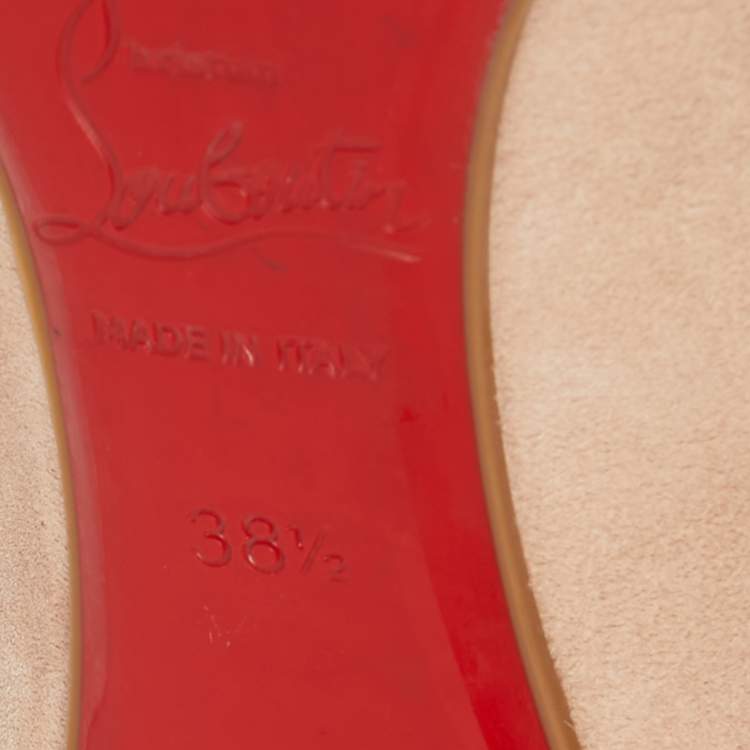 مملوكة مسبقًا Christian Louboutin Beige/White Patent and Leather Ballet Flats Size 38.5