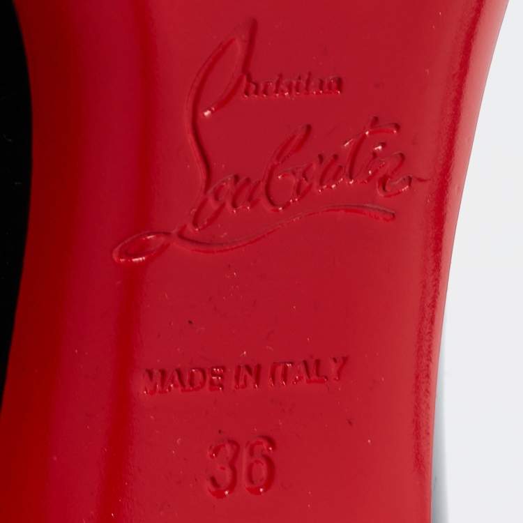 Pre Owned Christian Louboutin Black Patent Leather Chick Up Peep Toe Pumps Size 36