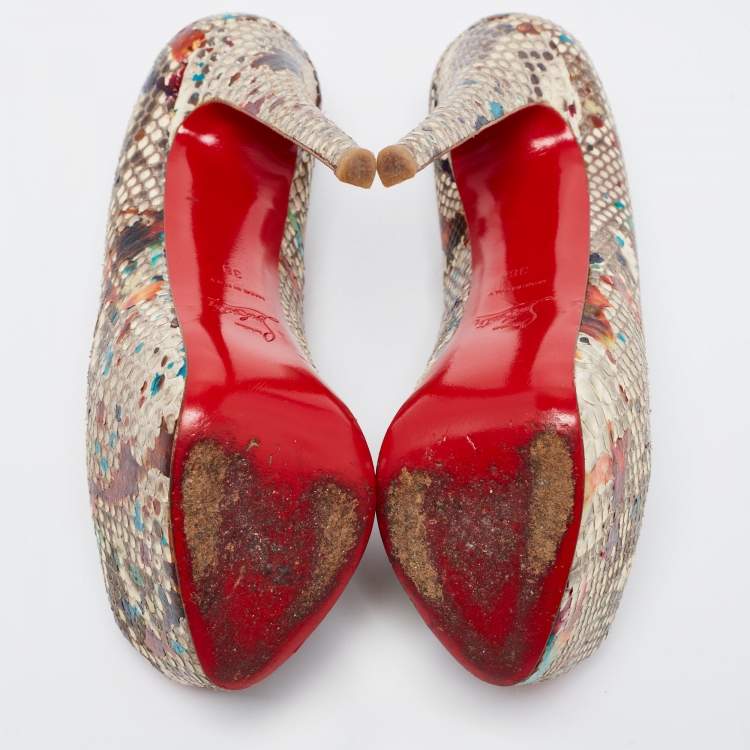 Pre Owned Christian Louboutin Multicolor Python Leather Highness Platform Pumps Size 38