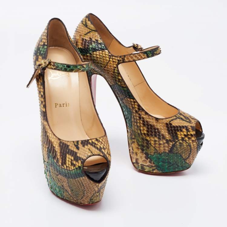 Pre Owned Christian Louboutin Multicolor Python Leather Lady Highness Pumps Size 38