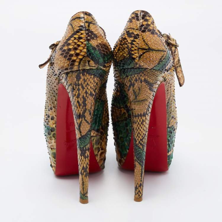 Pre Owned Christian Louboutin Multicolor Python Leather Lady Highness Pumps Size 38