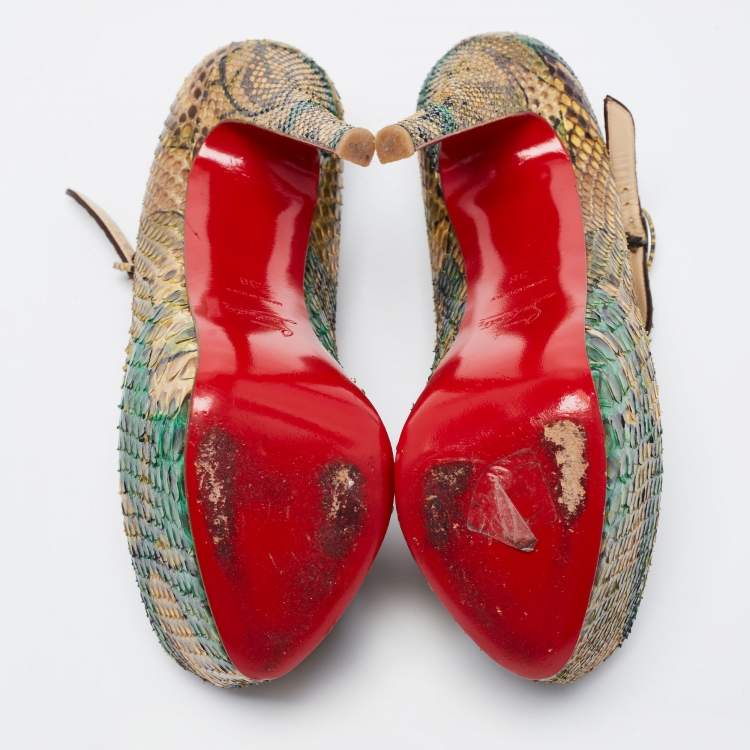 Pre Owned Christian Louboutin Multicolor Python Leather Lady Highness Pumps Size 38