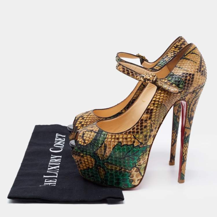 Pre Owned Christian Louboutin Multicolor Python Leather Lady Highness Pumps Size 38