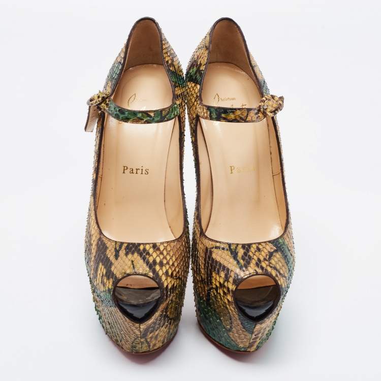 Pre Owned Christian Louboutin Multicolor Python Leather Lady Highness Pumps Size 38