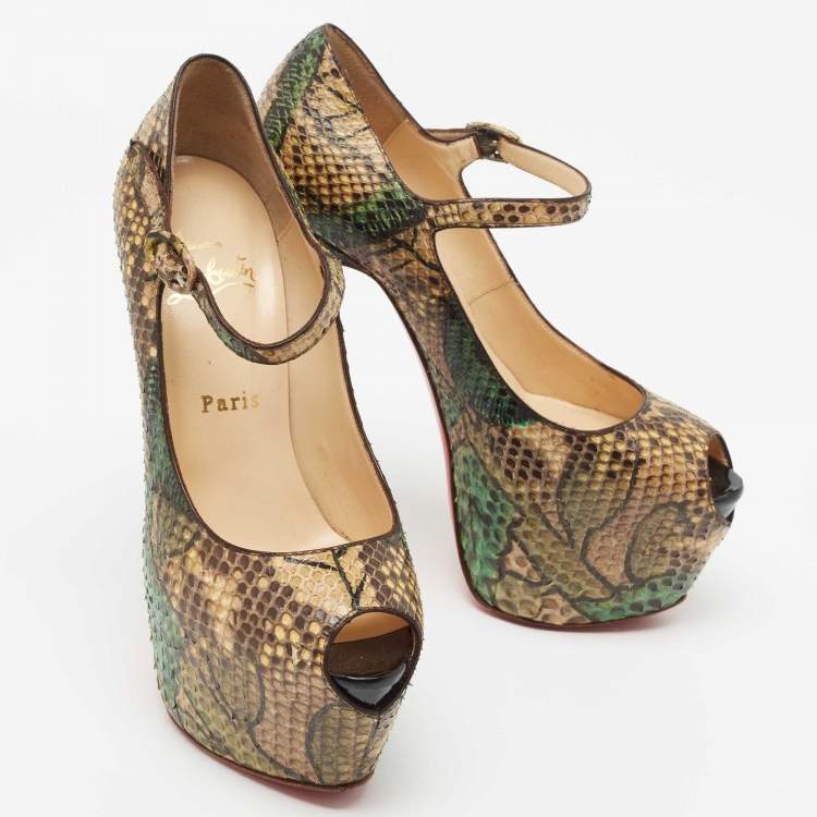 Pre Owned Christian Louboutin Multicolor Python Leather Lady Highness Pumps Size 37