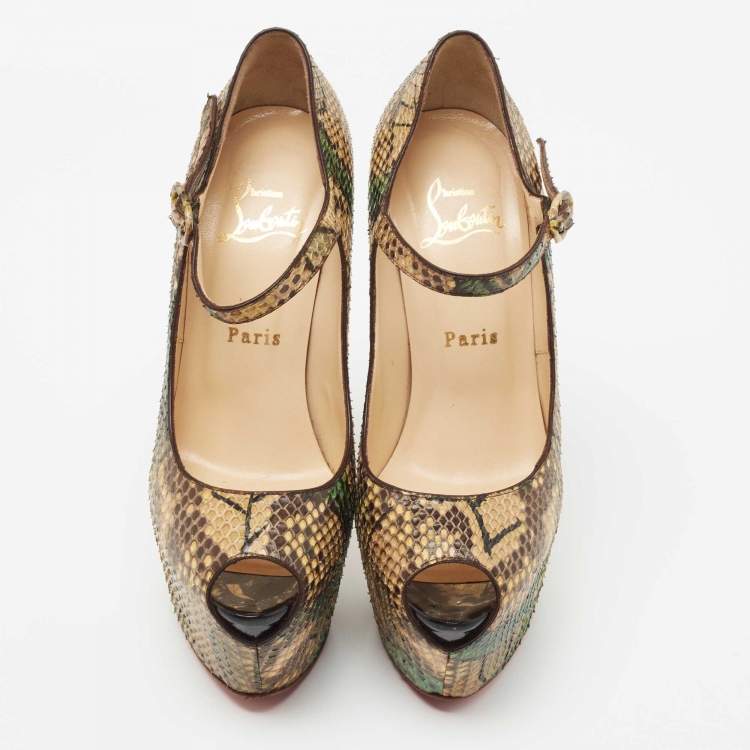 Pre Owned Christian Louboutin Multicolor Python Leather Lady Highness Pumps Size 37