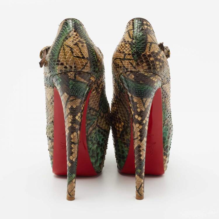 Pre Owned Christian Louboutin Multicolor Python Leather Lady Highness Pumps Size 37