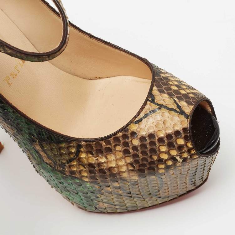 Pre Owned Christian Louboutin Multicolor Python Leather Lady Highness Pumps Size 37