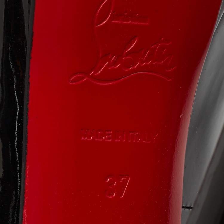 Pre Owned Christian Louboutin Black Patent Leather Very Prive Peep Toe Platform Pumps Size 37