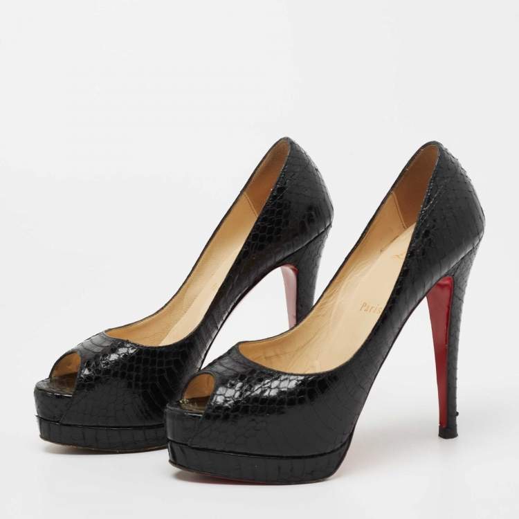 Pre Owned Christian Louboutin Black Python Altadama Pumps Size 36.5