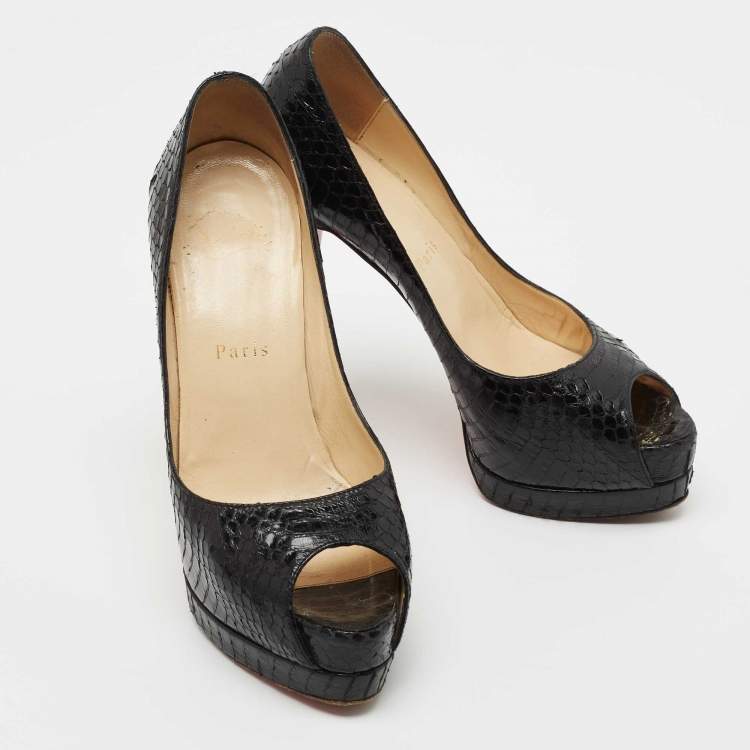 Pre Owned Christian Louboutin Black Python Altadama Pumps Size 36.5