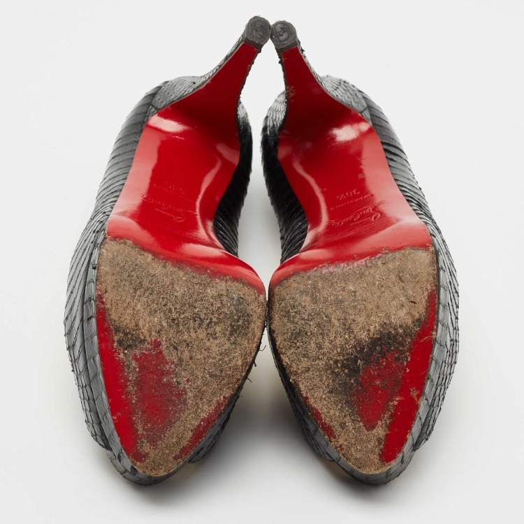 Pre Owned Christian Louboutin Black Python Altadama Pumps Size 36.5
