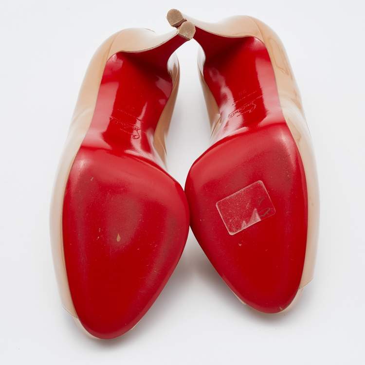 Pre Owned Christian Louboutin Beige Patent Leather New Very Prive Pumps Size 39