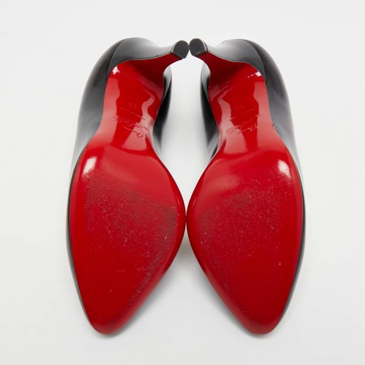 Pre Owned Christian Louboutin Black Leather Simple Pumps Size 35
