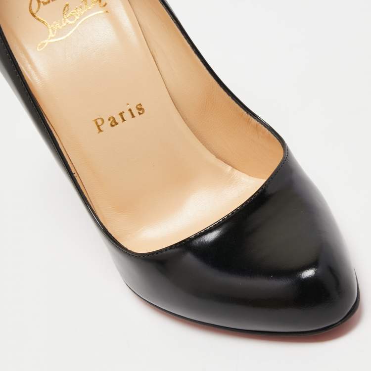 Pre Owned Christian Louboutin Black Leather Simple Pumps Size 35