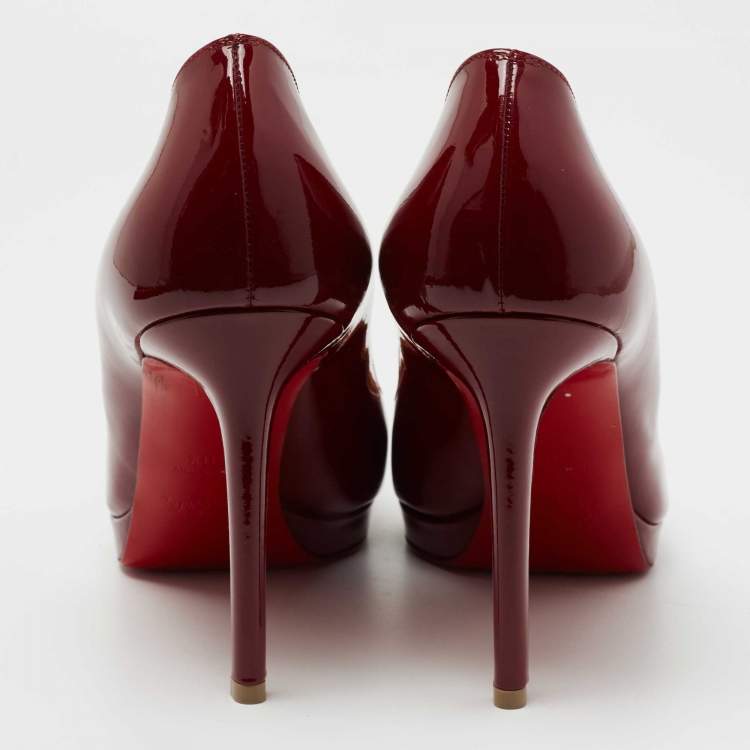 Pre Owned Christian Louboutin Burgundy Patent Leather Pigalle Plato Pumps Size 40.5