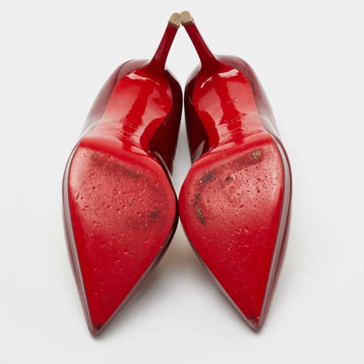 Pre Owned Christian Louboutin Burgundy Patent Leather Pigalle Plato Pumps Size 40.5