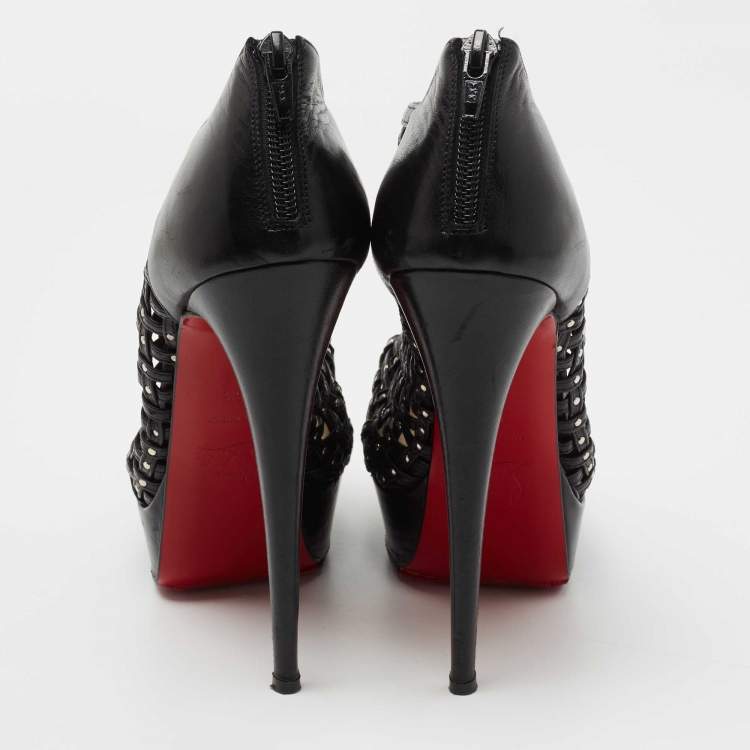 مملوكة مسبقًا Christian Louboutin Black Leather Kasha Booties Size 38.5