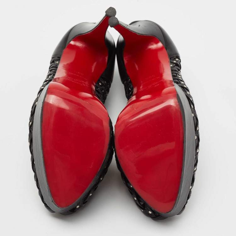 مملوكة مسبقًا Christian Louboutin Black Leather Kasha Booties Size 38.5