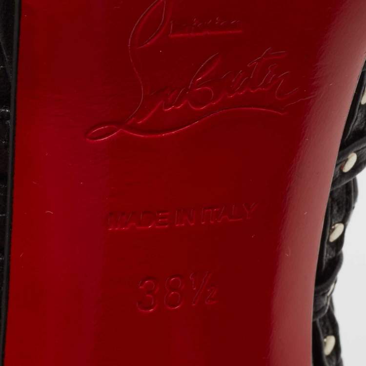 مملوكة مسبقًا Christian Louboutin Black Leather Kasha Booties Size 38.5