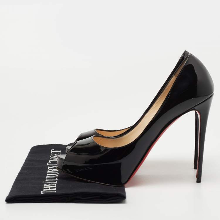Pre Owned Christian Louboutin Black Patent Leather New Very Prive Pumps Size 37.5