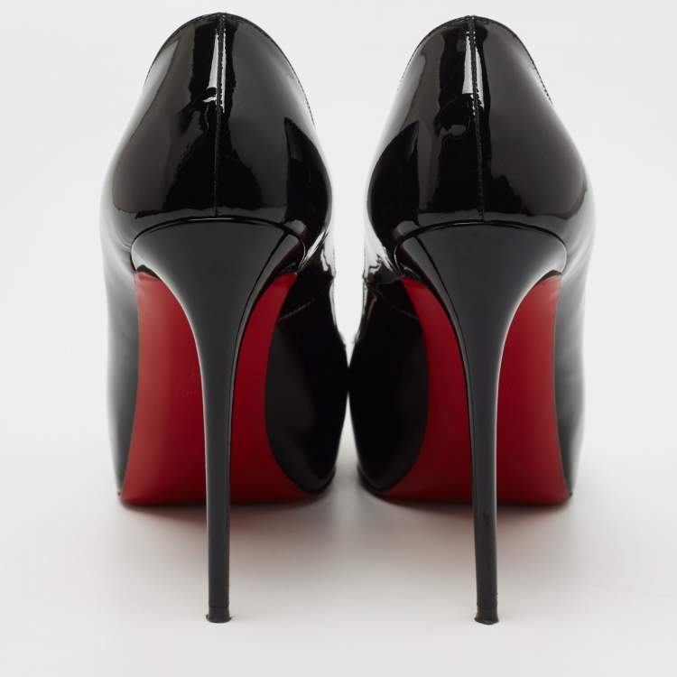 Pre Owned Christian Louboutin Black Patent Leather New Very Prive Pumps Size 37.5