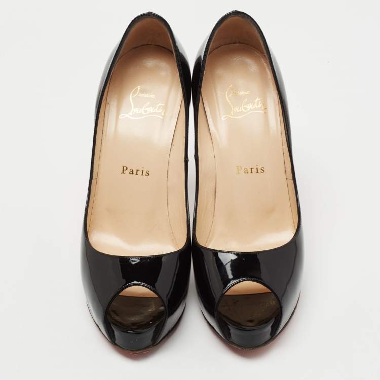 Pre Owned Christian Louboutin Black Patent Leather New Very Prive Pumps Size 37.5