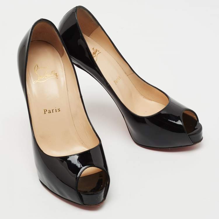 Pre Owned Christian Louboutin Black Patent Leather New Very Prive Pumps Size 37.5