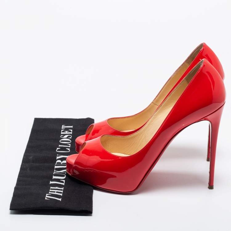 Pre Owned Christian Louboutin Red Patent Leather New Very Prive Pumps Size 37