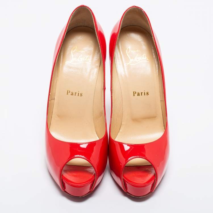 Pre Owned Christian Louboutin Red Patent Leather New Very Prive Pumps Size 37
