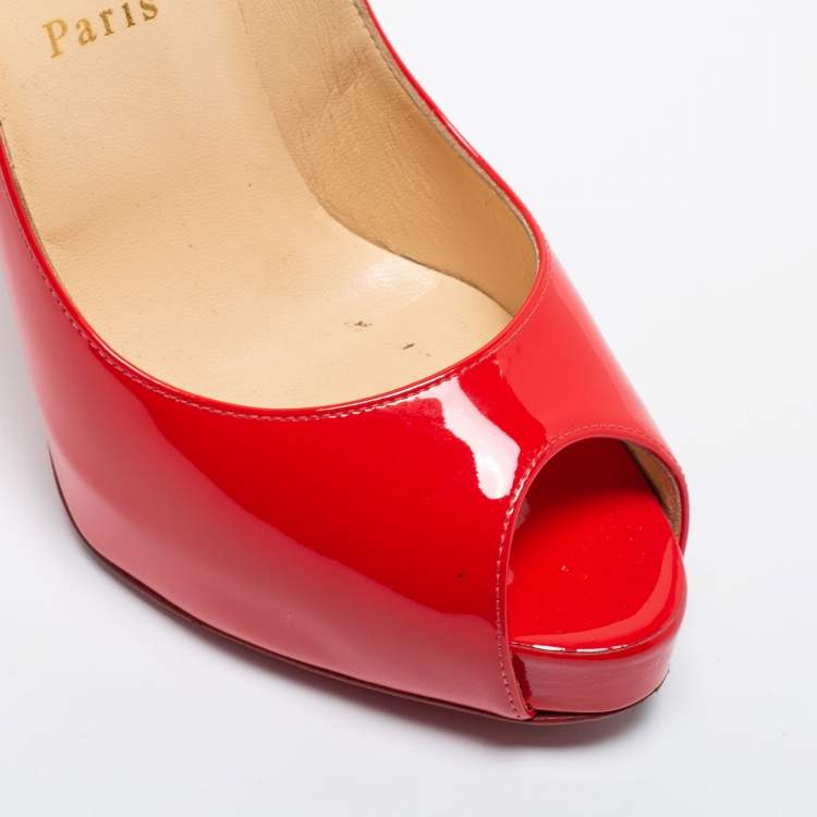 Pre Owned Christian Louboutin Red Patent Leather New Very Prive Pumps Size 37