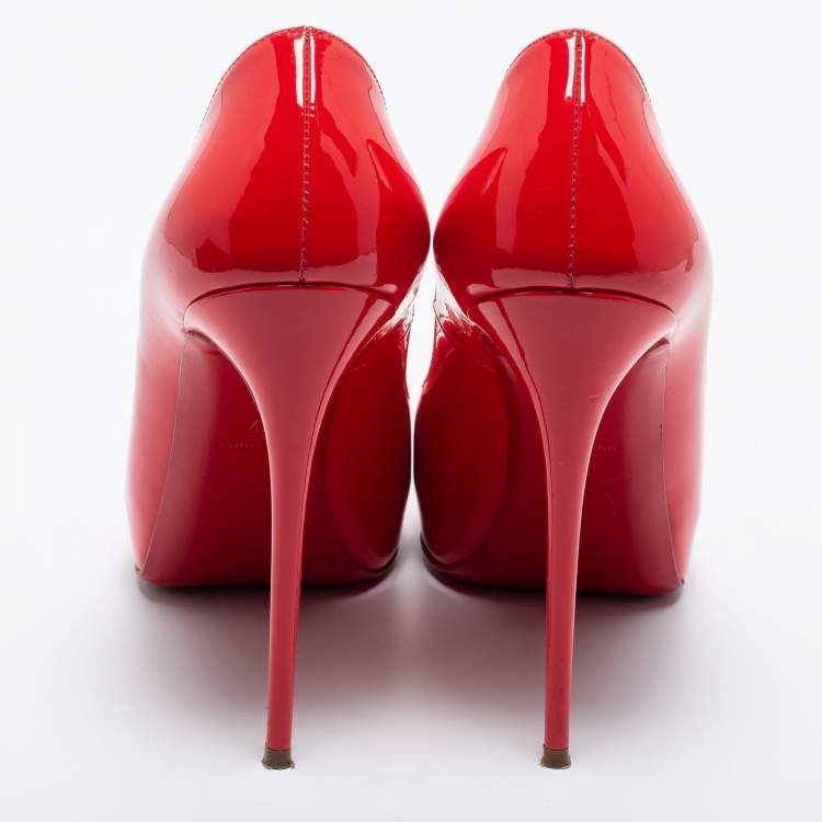 Pre Owned Christian Louboutin Red Patent Leather New Very Prive Pumps Size 37