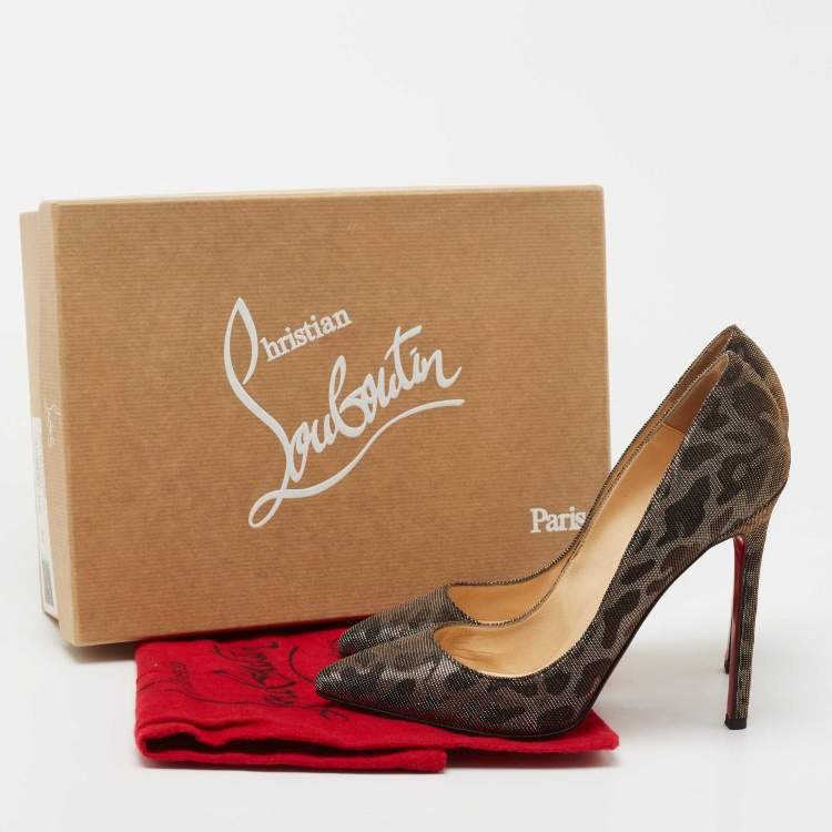 Pre Owned Christian Louboutin Metallic Two Tone Leopard Print Lurex Fabric Pigalle Pumps Size 37