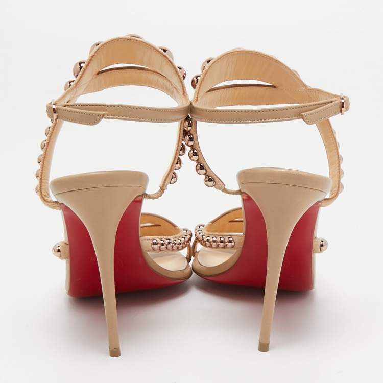 Pre Owned Christian Louboutin Beige Leather Galeria Sandals Size 37