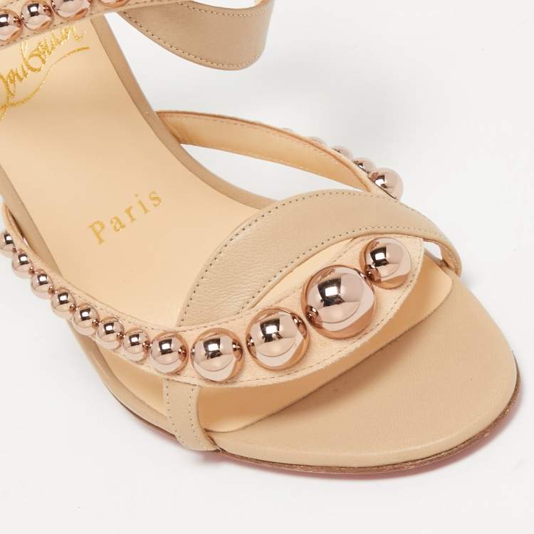 Pre Owned Christian Louboutin Beige Leather Galeria Sandals Size 37