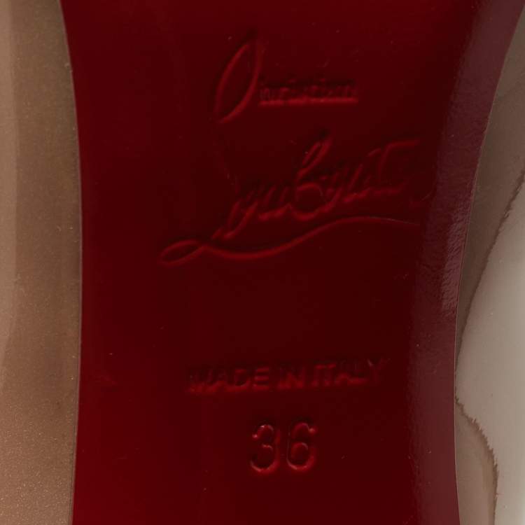 Pre Owned Christian Louboutin Beige Patent Leather Hot Chick Pumps Size 36