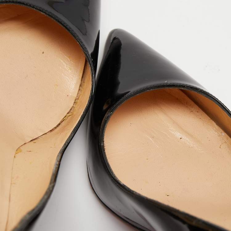 Pre Owned Christian Louboutin Black Patent Leather Pigalle Pumps Size 38