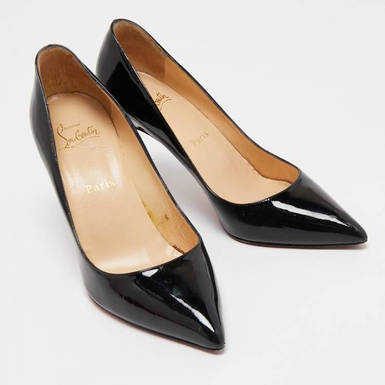 Pre Owned Christian Louboutin Black Patent Leather Pigalle Pumps Size 38