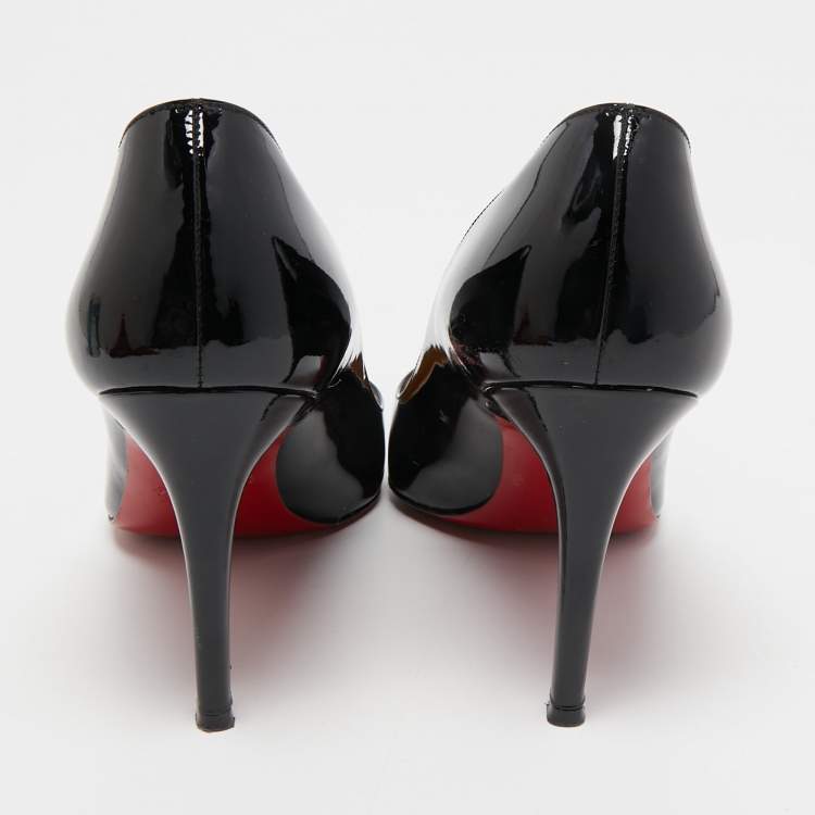 Pre Owned Christian Louboutin Black Patent Leather Pigalle Pumps Size 38