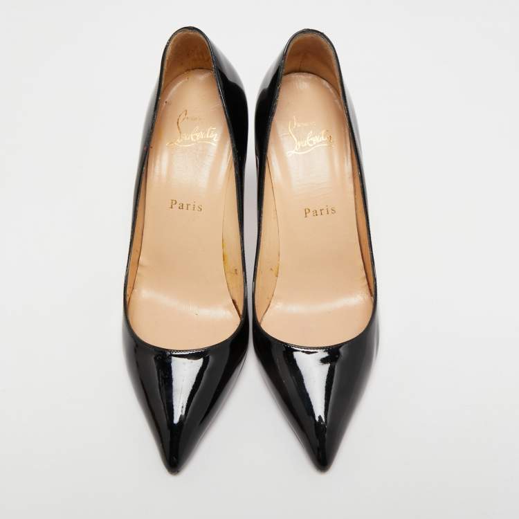 Pre Owned Christian Louboutin Black Patent Leather Pigalle Pumps Size 38