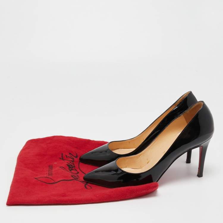 Pre Owned Christian Louboutin Black Patent Leather Pigalle Pumps Size 38