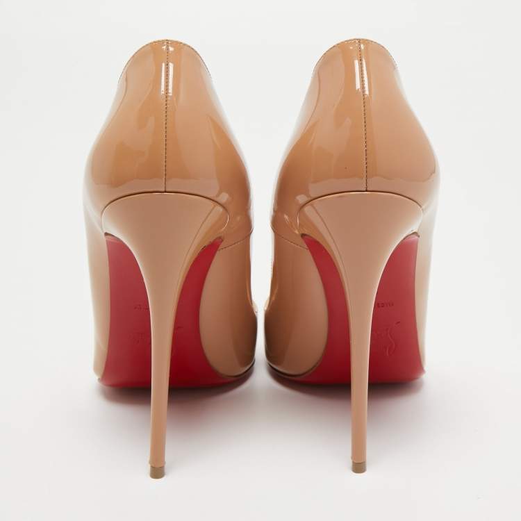 Pre Owned Christian Louboutin Beige Patent Leather So Kate Pumps Size 38